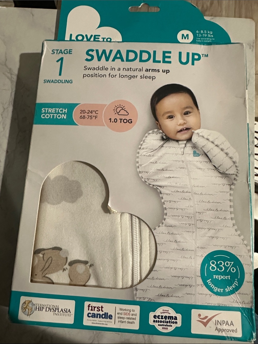 Love to Dream Swaddle Up Baby Sleep Sack - White with Gray Accents